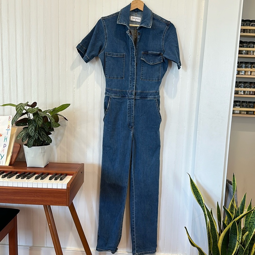Denim jumpsuit.